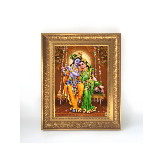 Premium Radha Krishna Wall Art – Divine Lord Krishna & Radha Hindu God Photo Frame