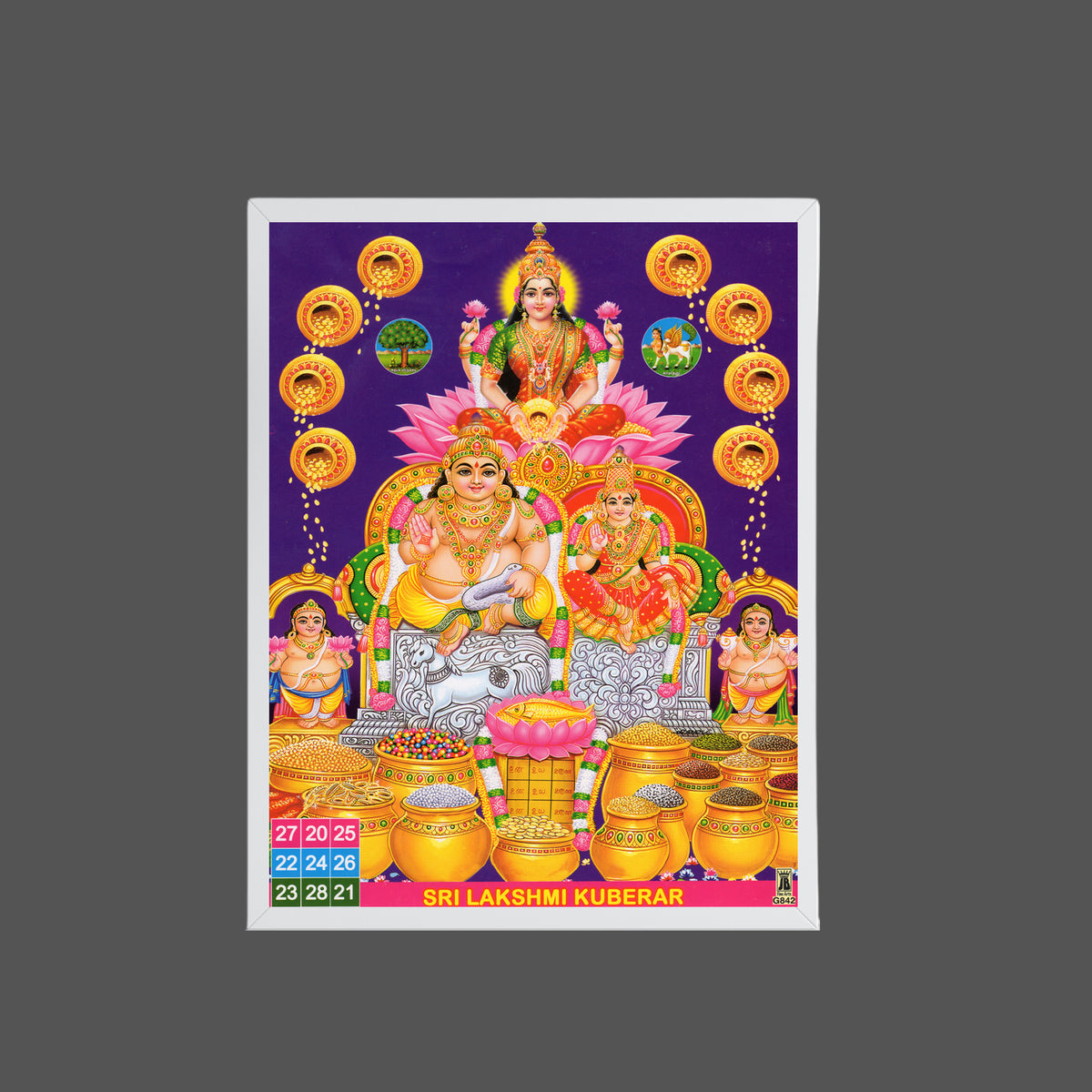 Lord Kubera wall art-Kubera with with Laxmi photo frame
