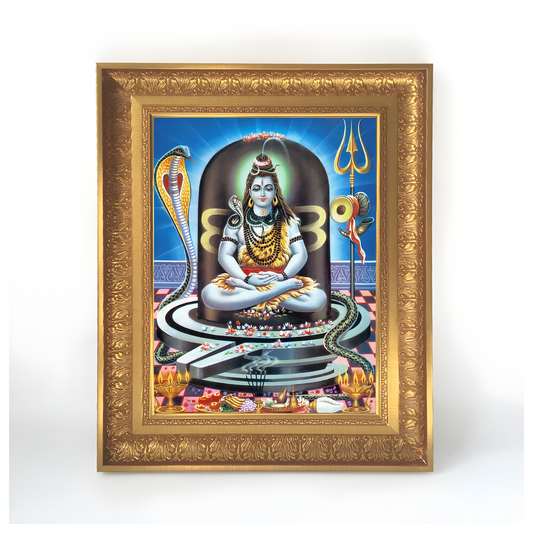 Premium Lord Shiva Wall Art – Mahadev Shiva Lingam Meditation Hindu God Photo Frame