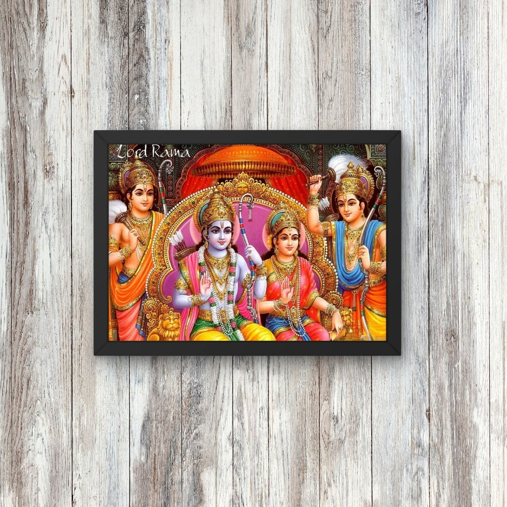 Lord Rama & Sita Wall Art – Shri Ram Darbar with Lakshman Hindu God Photo Frame