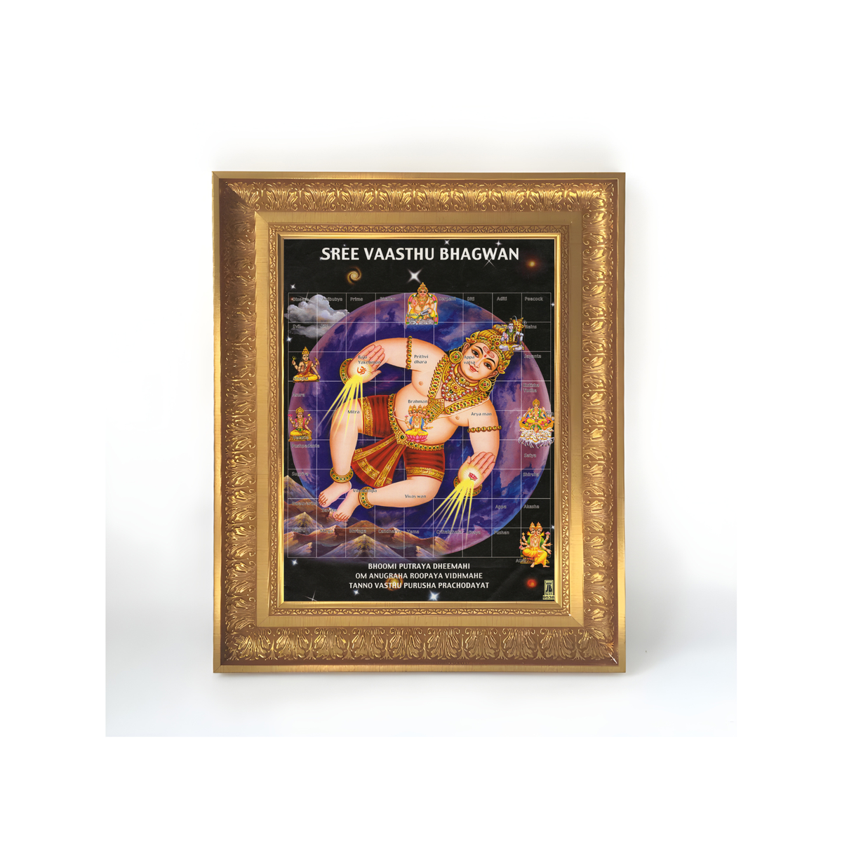 Premium Vastu Purusha Wall Art – Sri Vaasthu Bhagwan Vastu Purusha Mandala Hindu Devotional Photo Frame