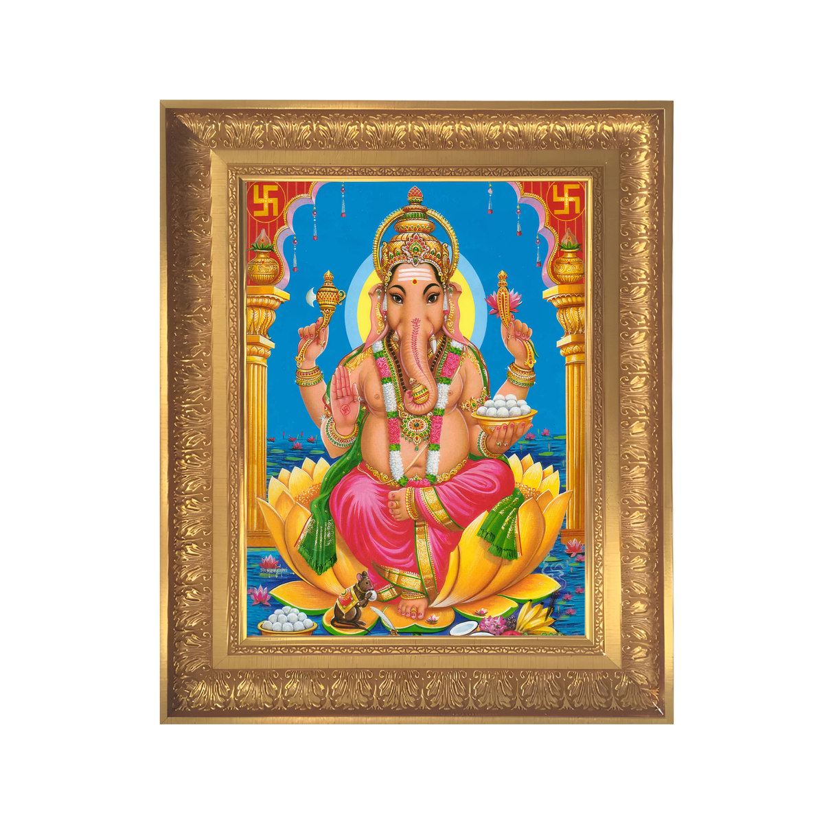 Premium Lord Ganesha Wall Art – Hindu God Photo Frame for Home & Puja Room