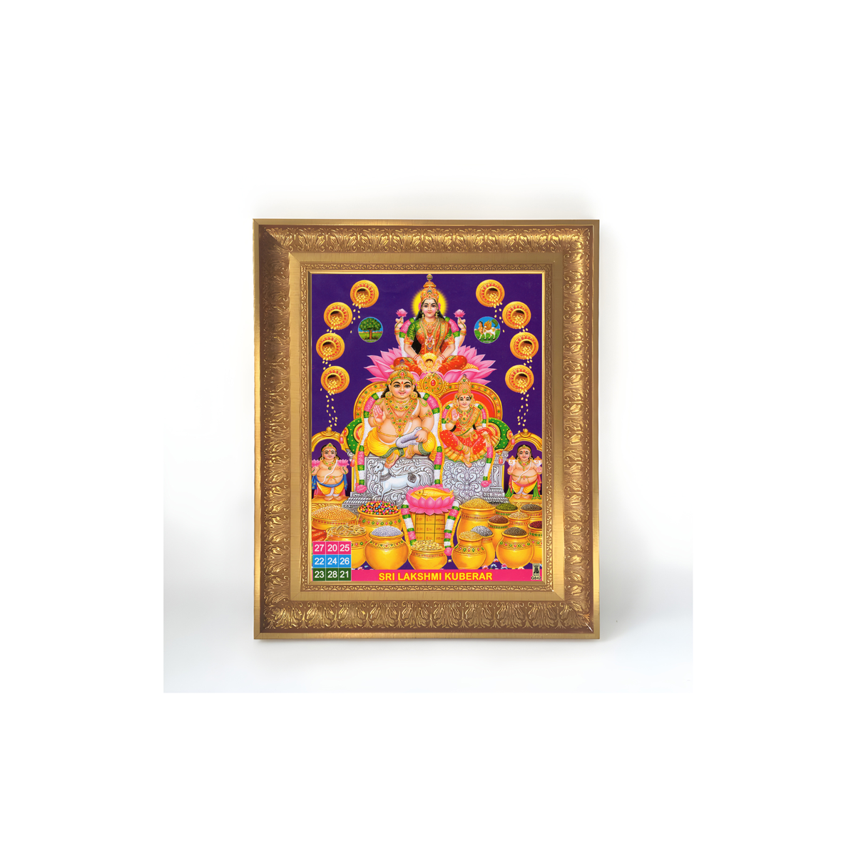 Premium Sri Lakshmi Kubera Wall Art – Goddess Lakshmi and Lord Kubera Hindu God Photo Frame