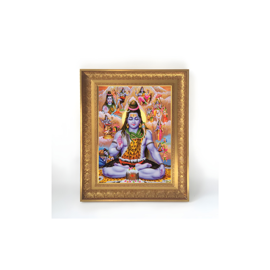 Premium Lord Shiva Wall Art – Mahadev Meditation Hindu God Photo Frame