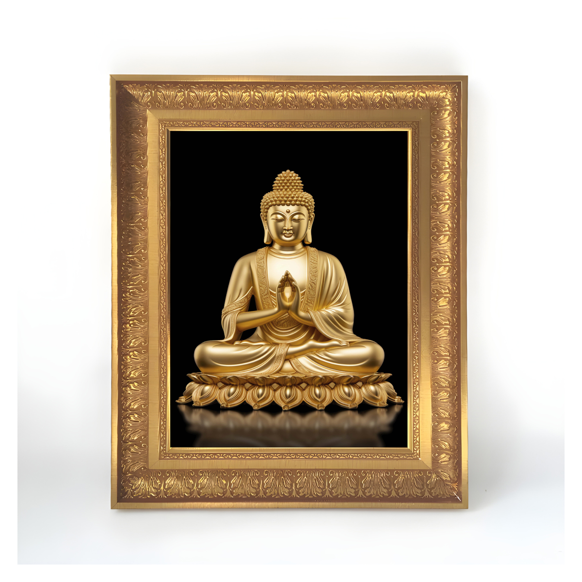 Premium Golden Buddha Wall Art – Lord Buddha Meditation & Peace Spiritual Photo Frame