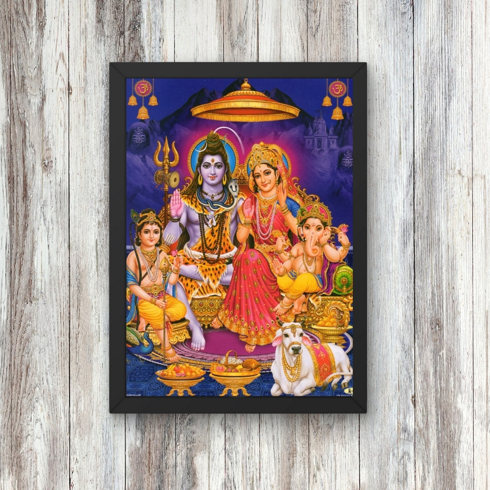 Lord Shiva Family wall art- Shiva with Goddess parwathi photo frame
