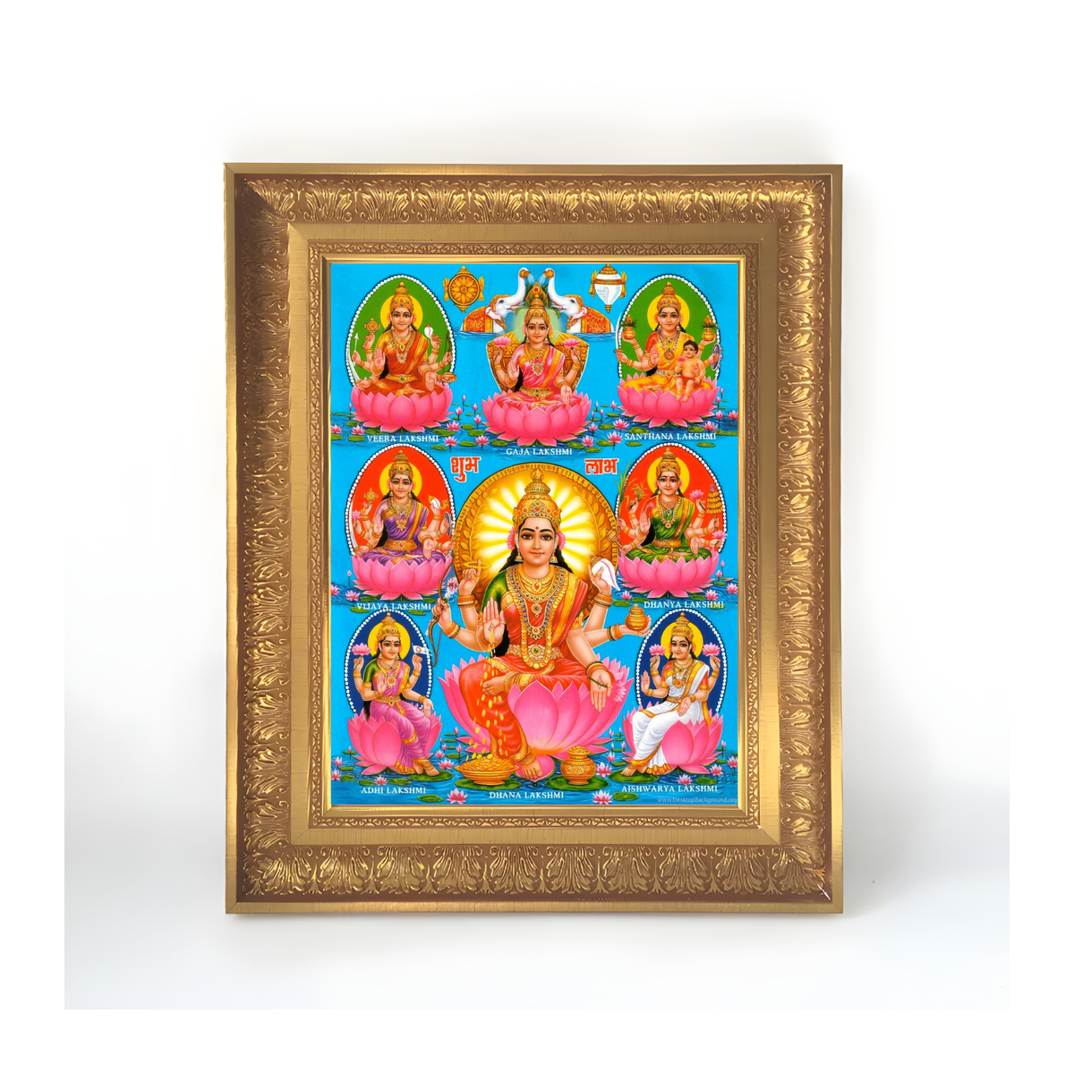 Premium Goddess Lakshmi Wall Art – Ashtalakshmi Hindu God Photo Frame for Home & Puja Room