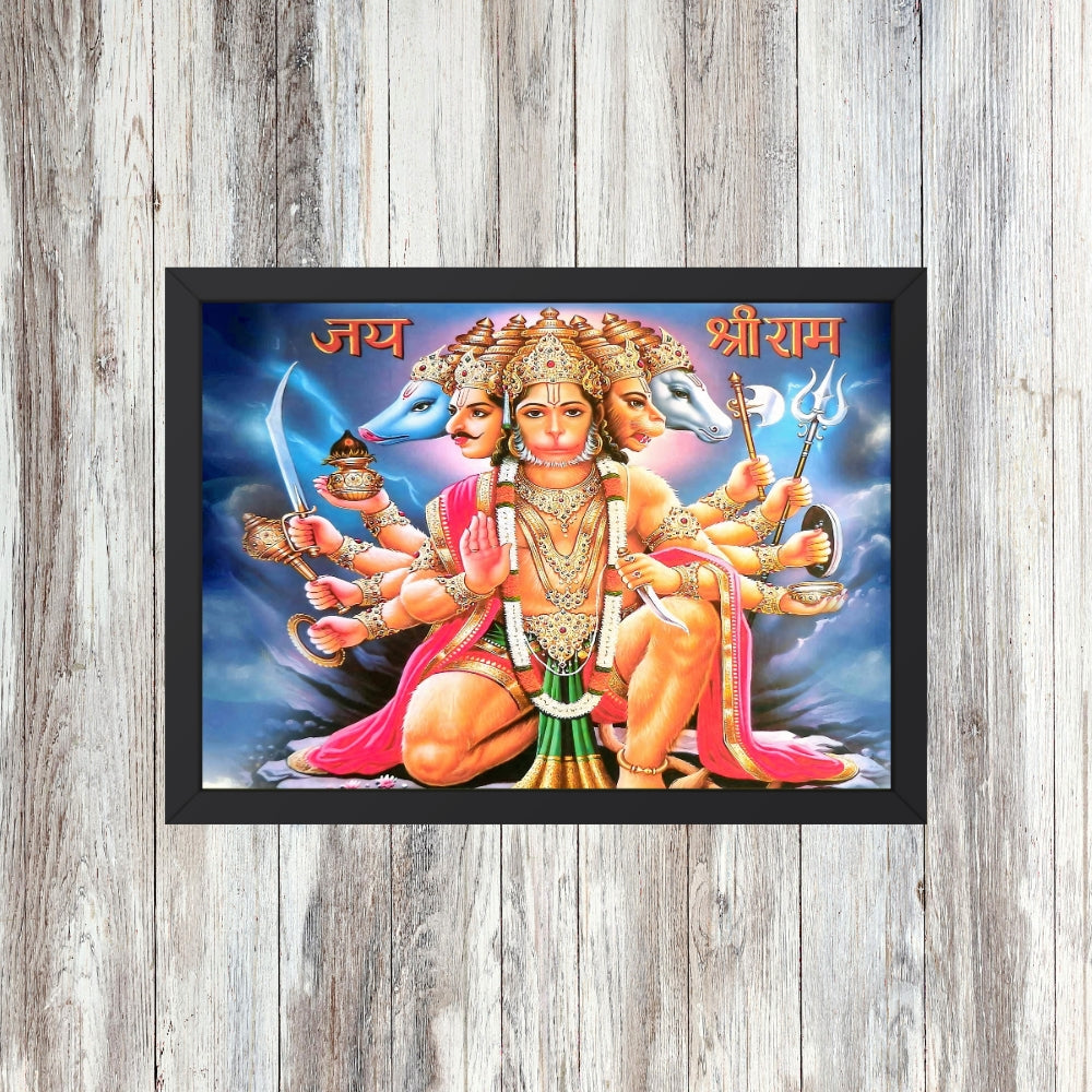Lord Panchmukhi Hanuman Wall Art - Panchmukhi Hanuman Hindu God Photo Frame