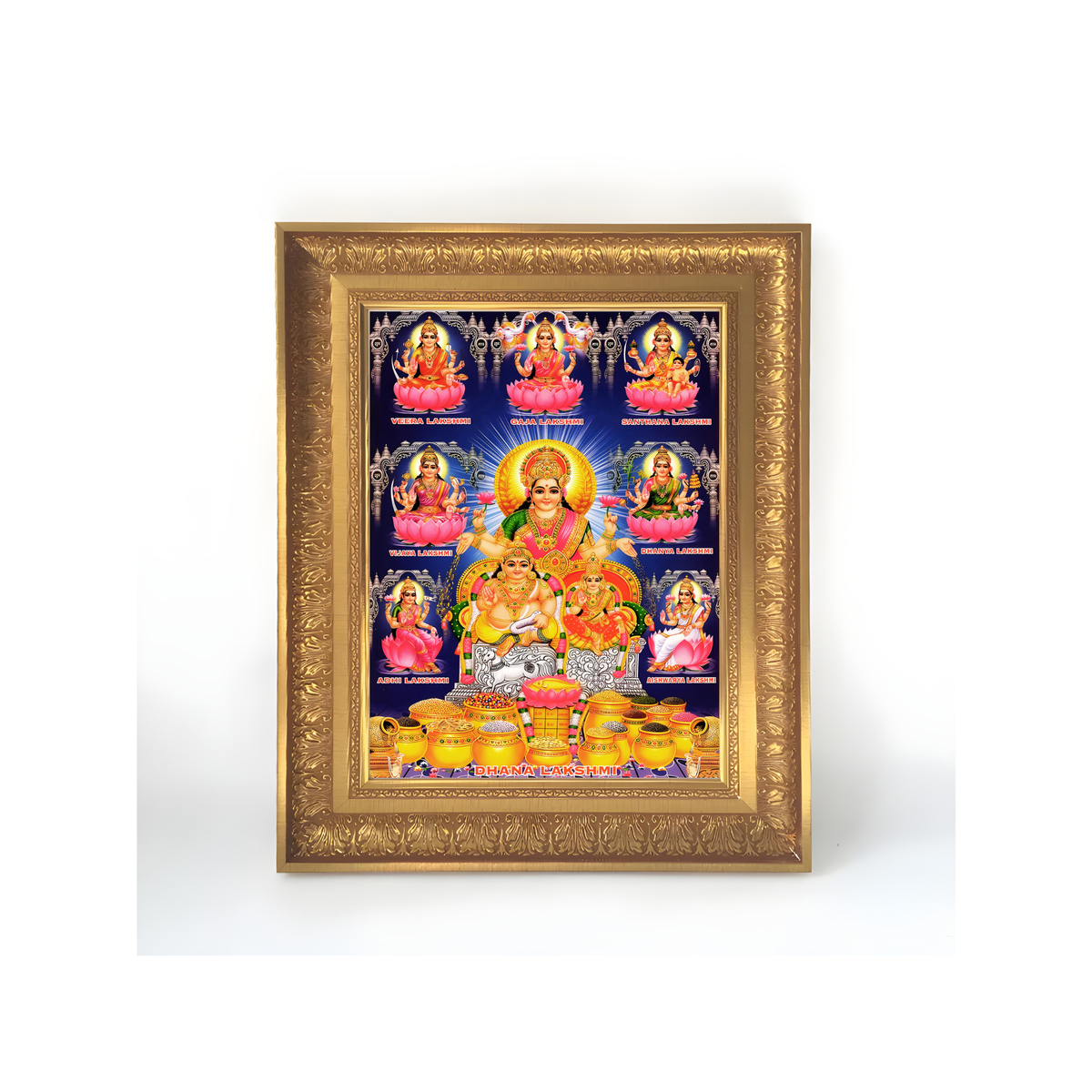 Premium Dhana Lakshmi Wall Art – Ashta Lakshmi Photo Frame | Goddess Lakshmi Hindu Religious Home Décor