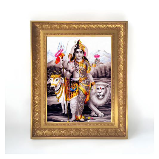 Premium Ardhanarishvara Wall Art – Lord Shiva and Goddess Parvati Hindu God Photo Frame