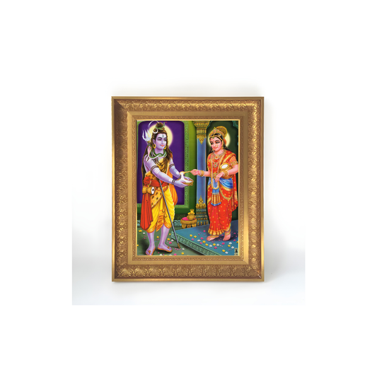 Premium Lord Shiva & Goddess Annapurna Devi Wall Art – Shiva, Annapurna Devi Hindu God Couple Photo Frame
