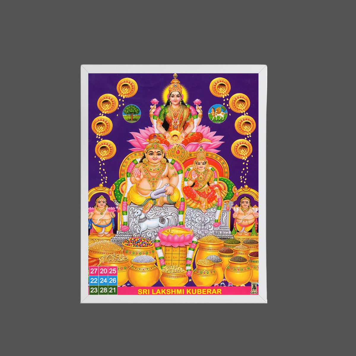 Goddess Laxmi with kubera wall art- Lord kubera Laxmi photo frame