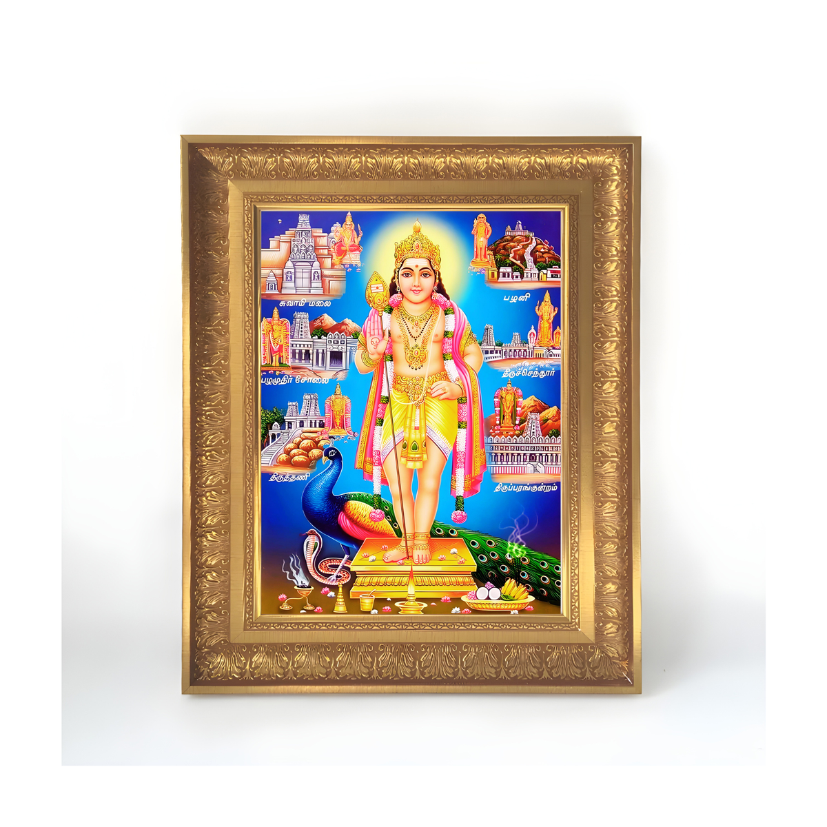 Premium Lord Murugan Wall Art – Subramanya Swamy Kartikeya Hindu God Photo Frame