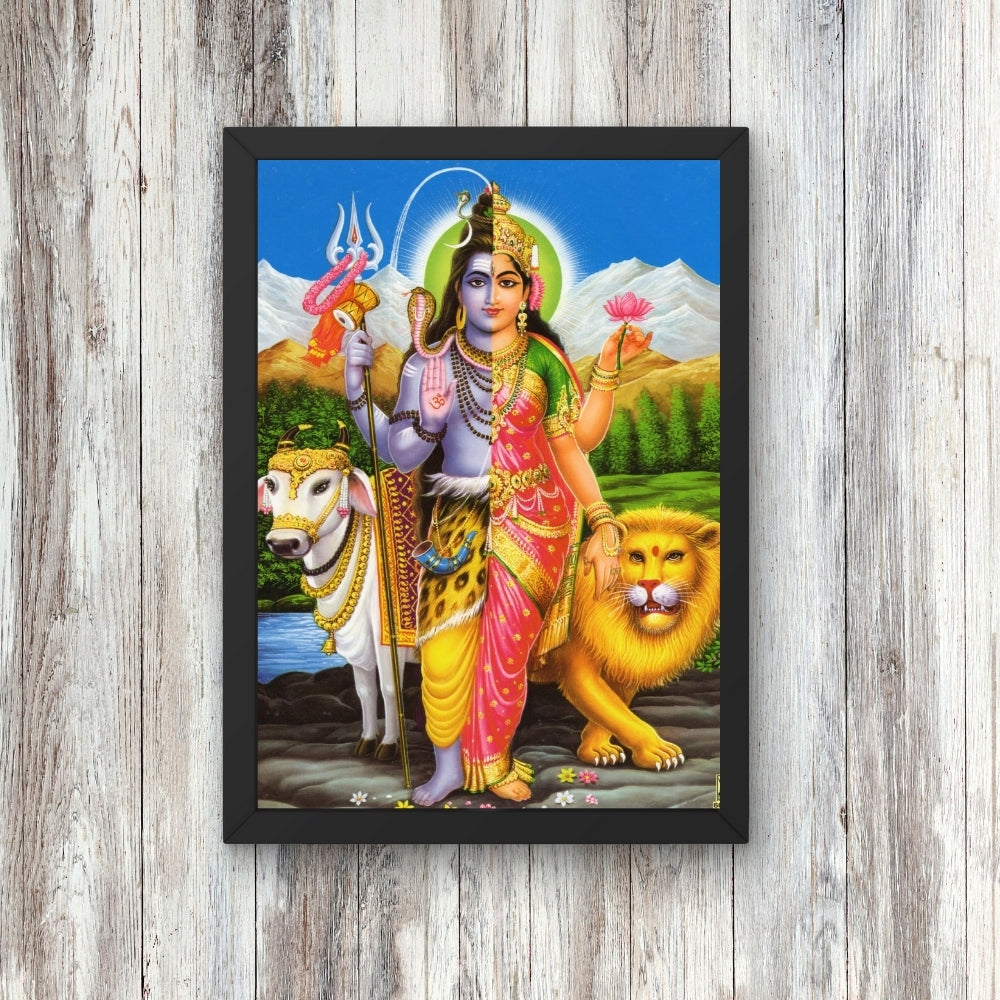 Arthanarishwara wall art- Lord shiva with parwathi god frame