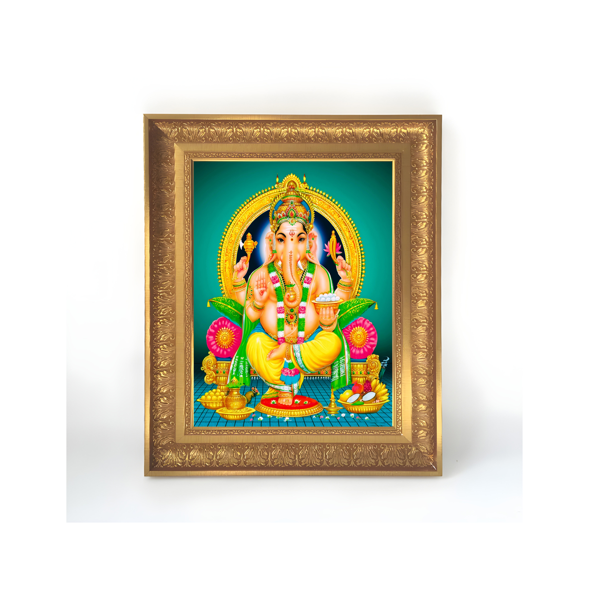Premium Lord Ganesha Wall Art – Sri Vinayaka Hindu God Devotional Photo Frame