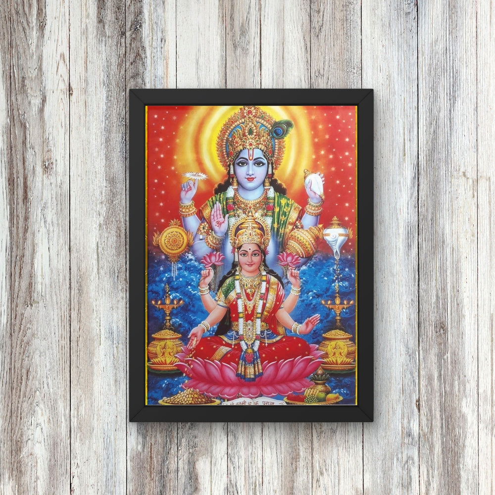 Lakshmi Vishnu Wall Art – Goddess Lakshmi and Lord Vishnu Hindu God Photo Frame