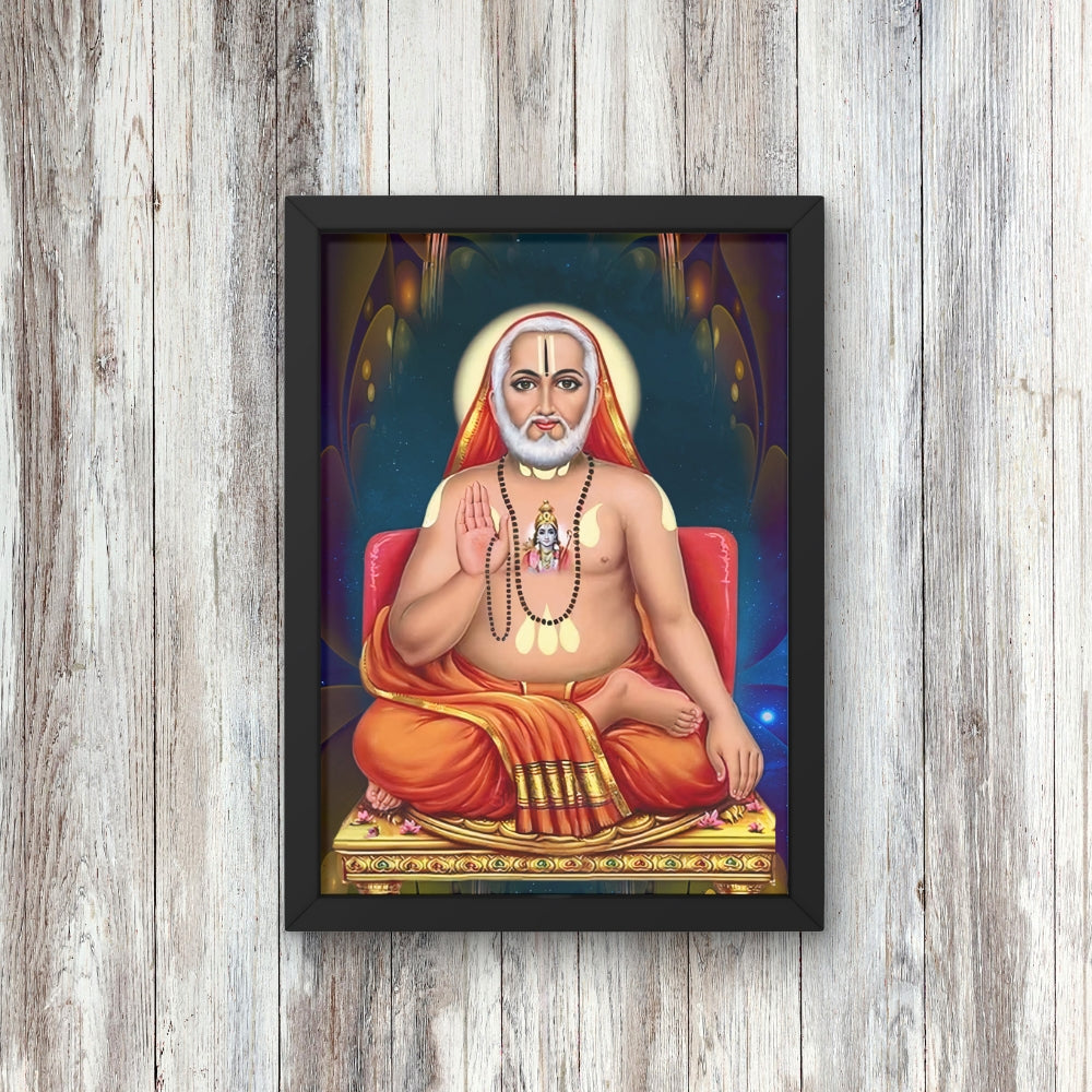 Sri Raghavendra Swamy Wall Art – Hindu Saint Spiritual Guru Photo Frame for Home & Puja Room