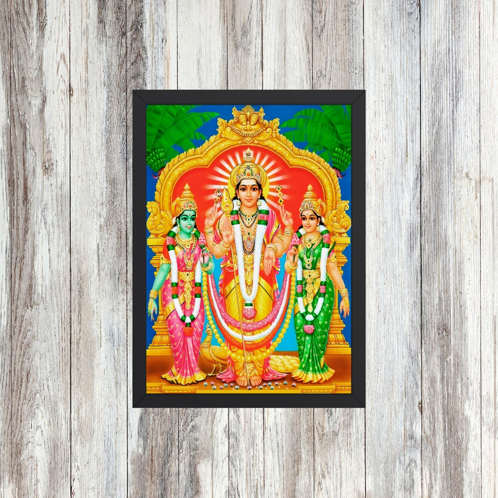 Lord Subramanya swamy wall art- Subramanya swamy with valli and devasena photo frame