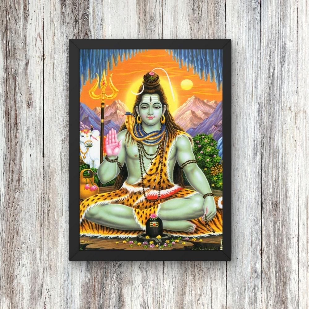 Lord shiva with cow art- God shiva photo frame