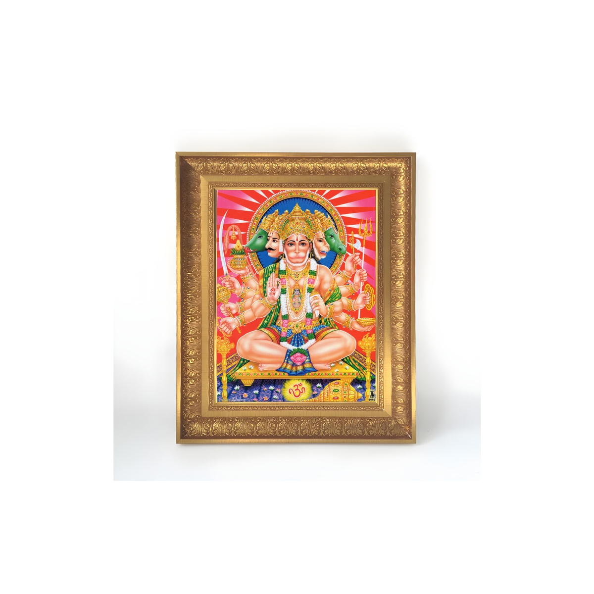 Premium Panchmukhi Hanuman Wall Art – Five-Faced Lord Hanuman Hindu God Photo Frame