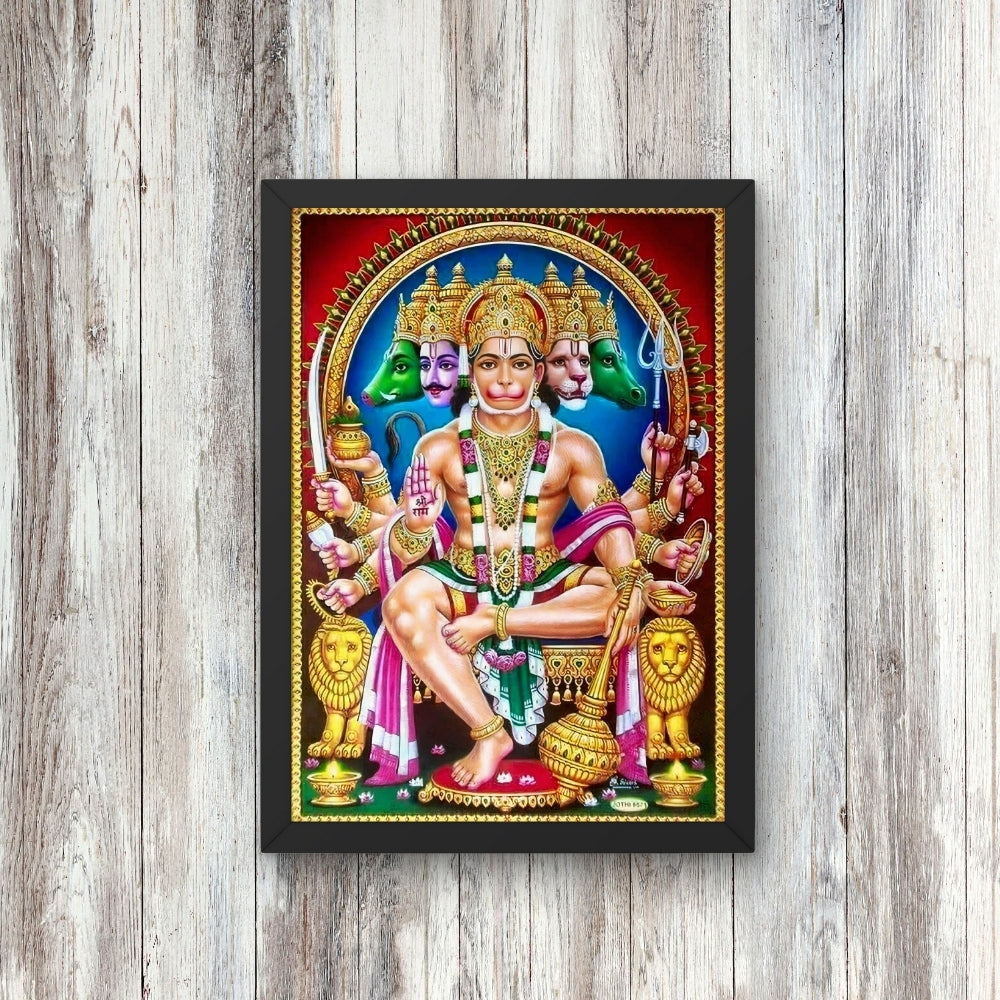Lord Panchamukha Hanuman Wall Art - Panchamukha Hanuman Hindu God Photo Frame