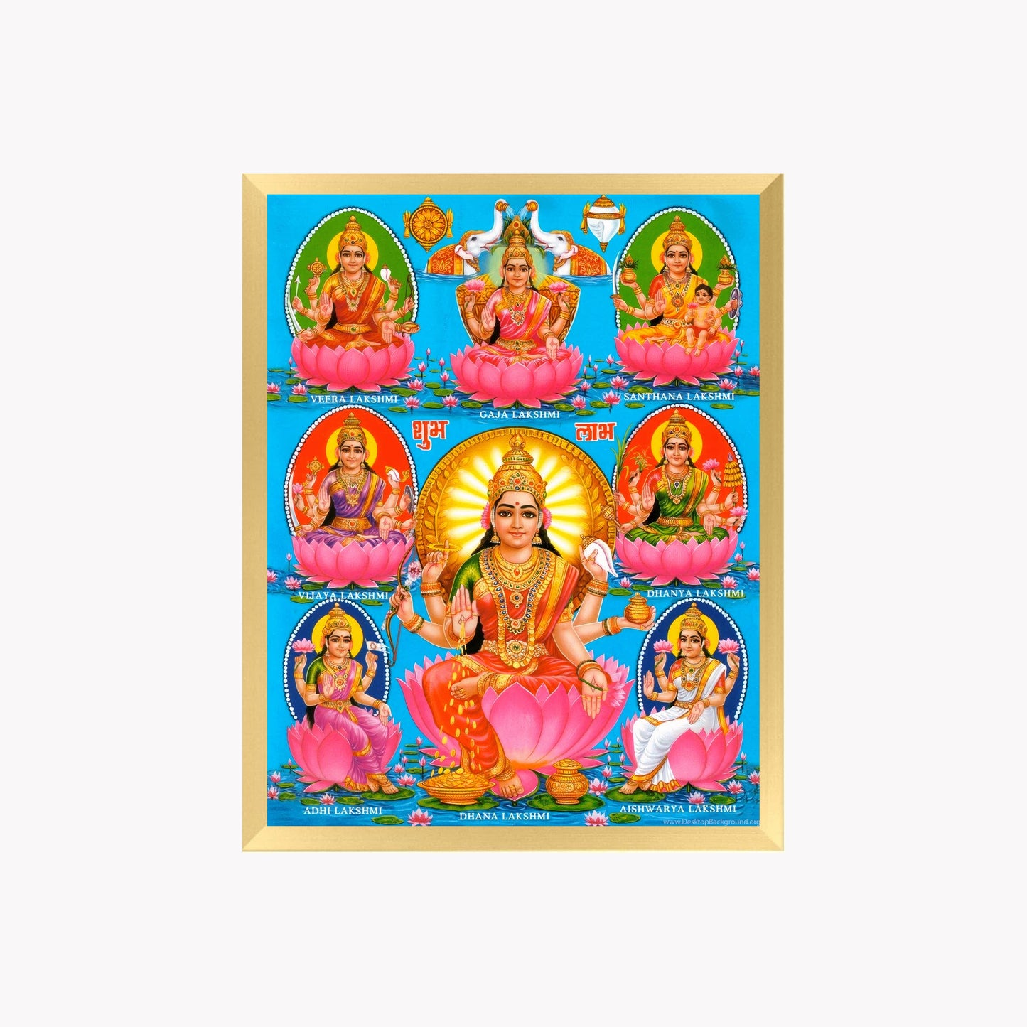 Goddess Lakshmi Wall Art – Ashtalakshmi Hindu God Photo Frame for Home & Puja Room