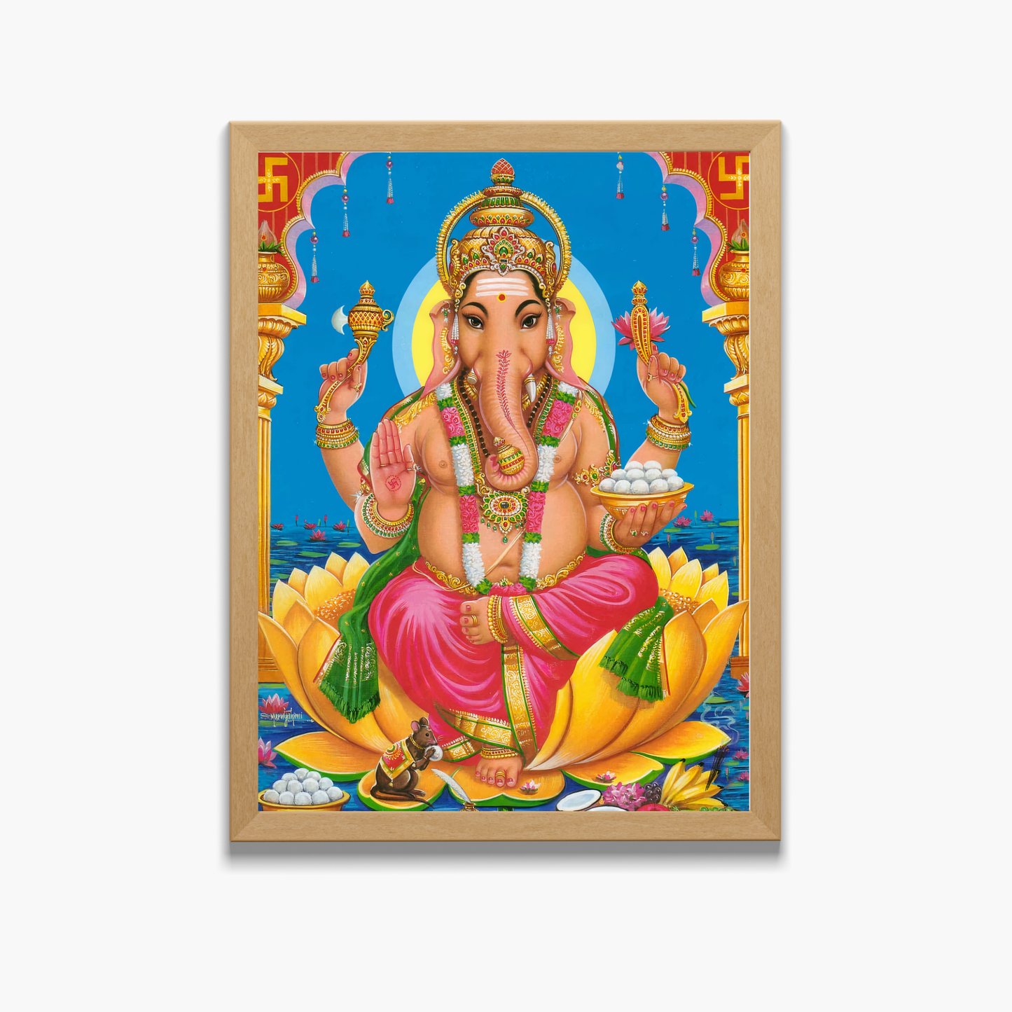 Lord Ganesha Wall Art – Hindu God Photo Frame for Home & Puja Room