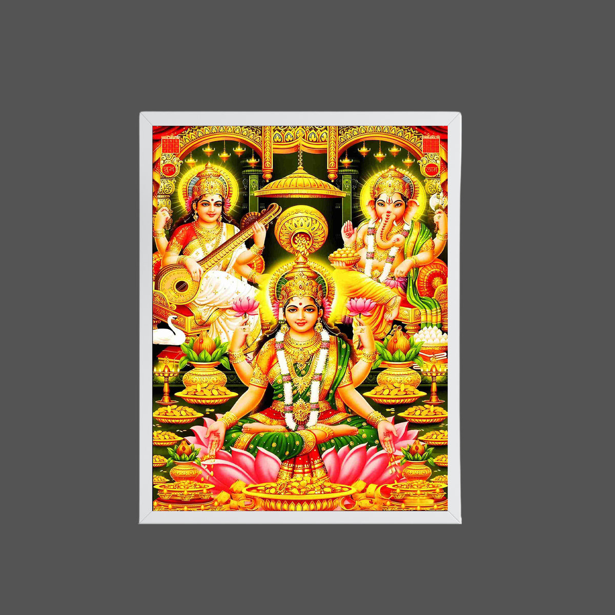 Lord ganapathi wall art -Ganapathi and Laxmi and saraswathi god frame