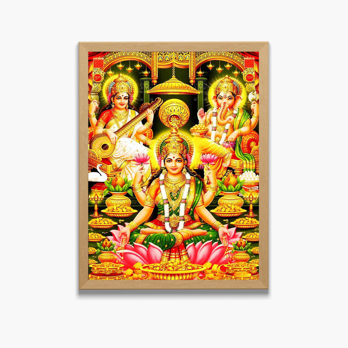 Lord ganapathi wall art -Ganapathi and Laxmi and saraswathi god frame