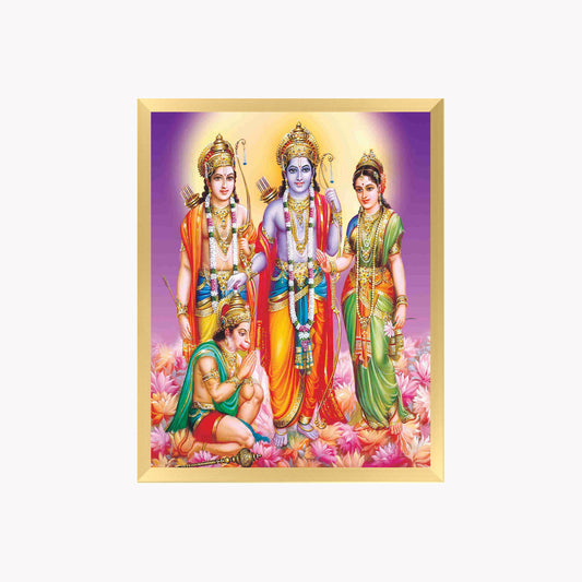Lord Rama Wall Art – Shri Ram with Sita, Lakshman and Hanuman Hindu God Photo Frame
