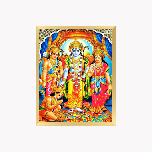 Ram Darbar Wall Art – Lord Rama with Sita, Lakshmana and Hanuman Photo Frame