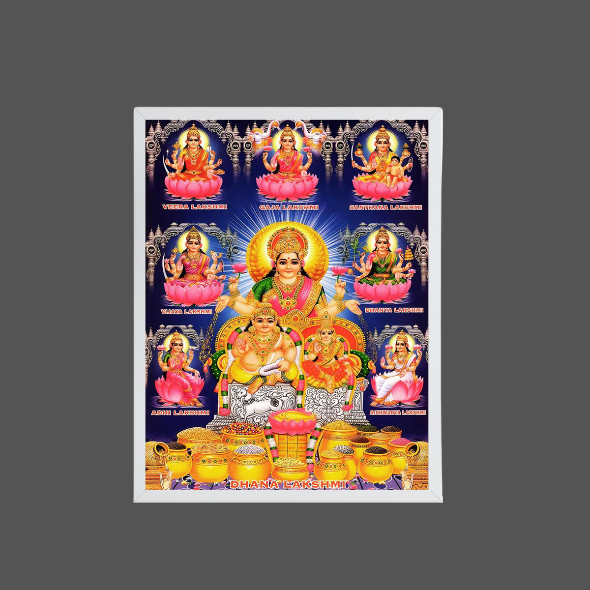 Lord Kubera wall art-God Kubera with Ashtalaxmi photo frame