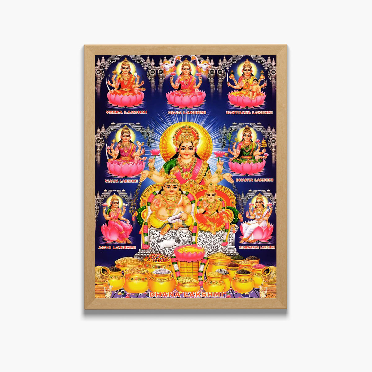 Lord Kubera wall art-God Kubera with Ashtalaxmi photo frame