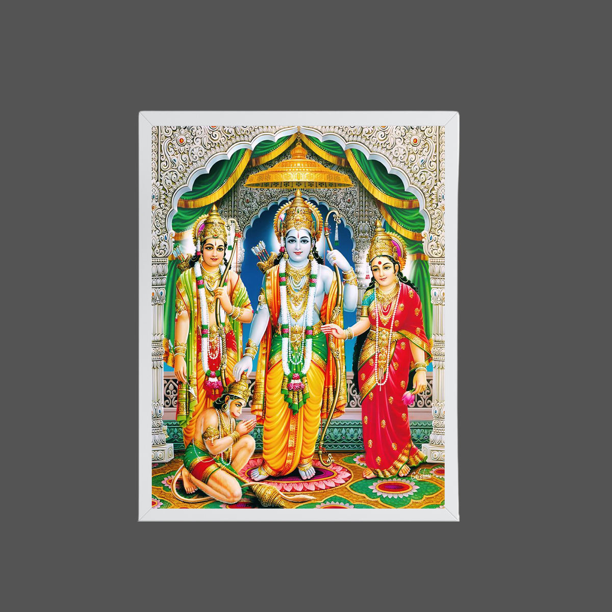 Lord Rama Sita wall art- Rama with sita and laxmana and hanuma God frame