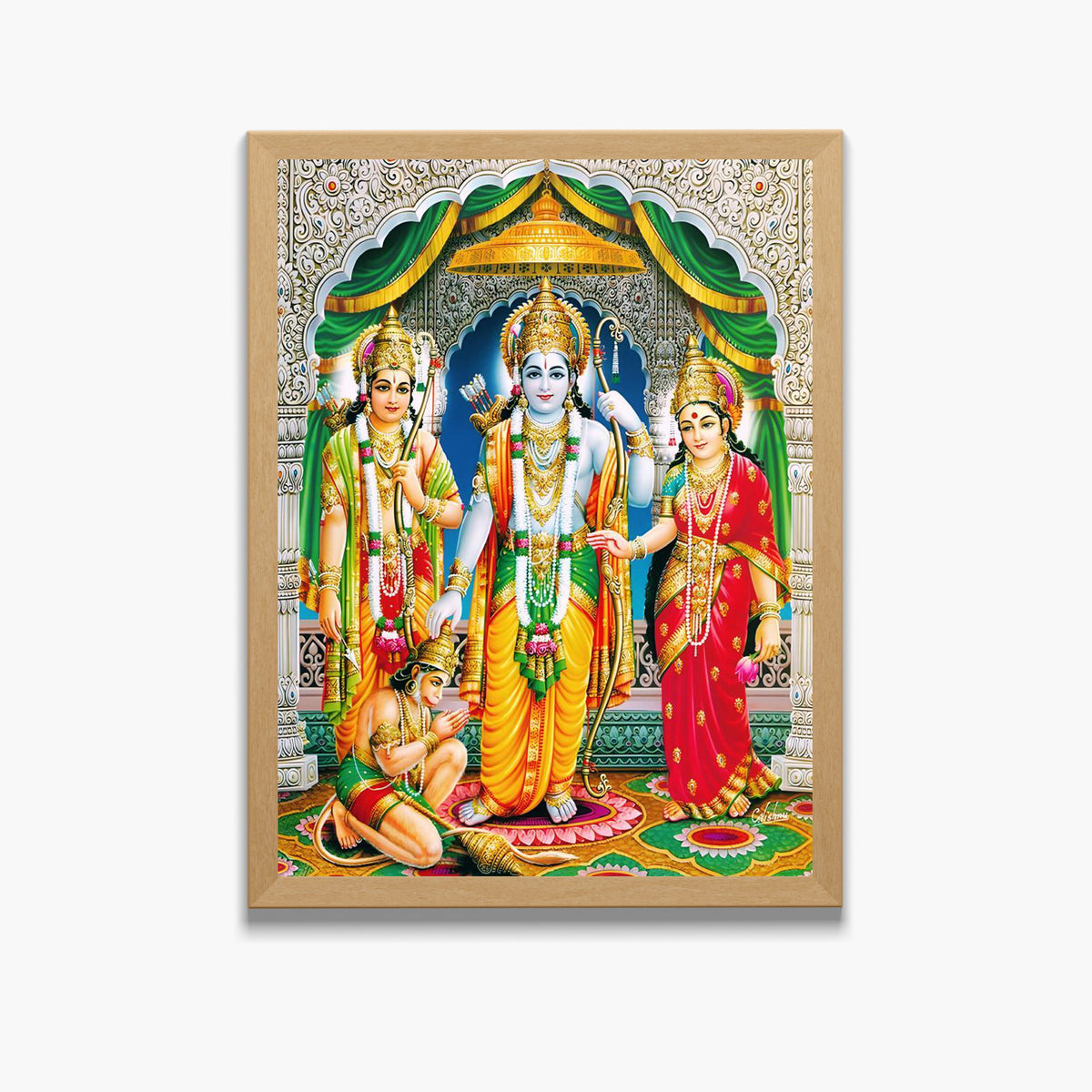 Lord Rama Sita wall art- Rama with sita and laxmana and hanuma God frame