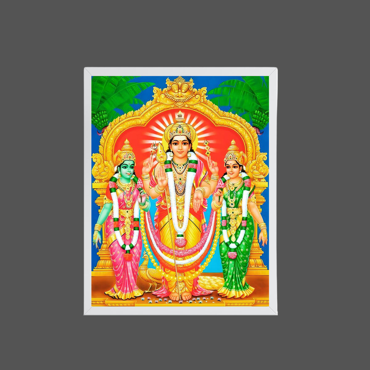 Lord Subramanya swamy wall art- Subramanya swamy with valli and devasena photo frame