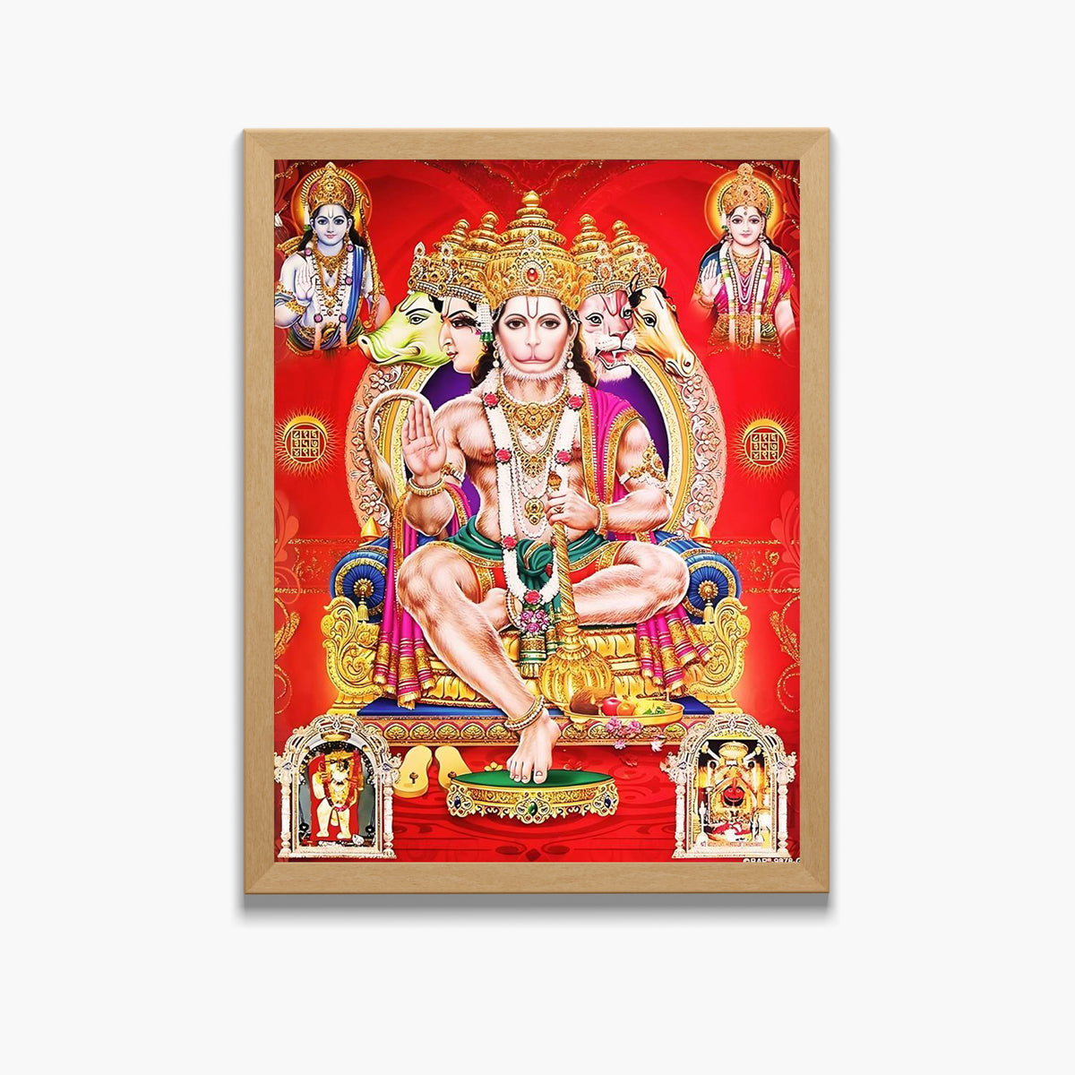 Panchamukhi Hanuman with rama sita wall art- Lord panchamukhi god frame