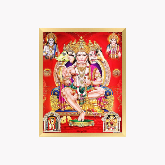 Panchmukhi Hanuman Wall Art – Five-Faced Lord Hanuman Hindu God Photo Frame