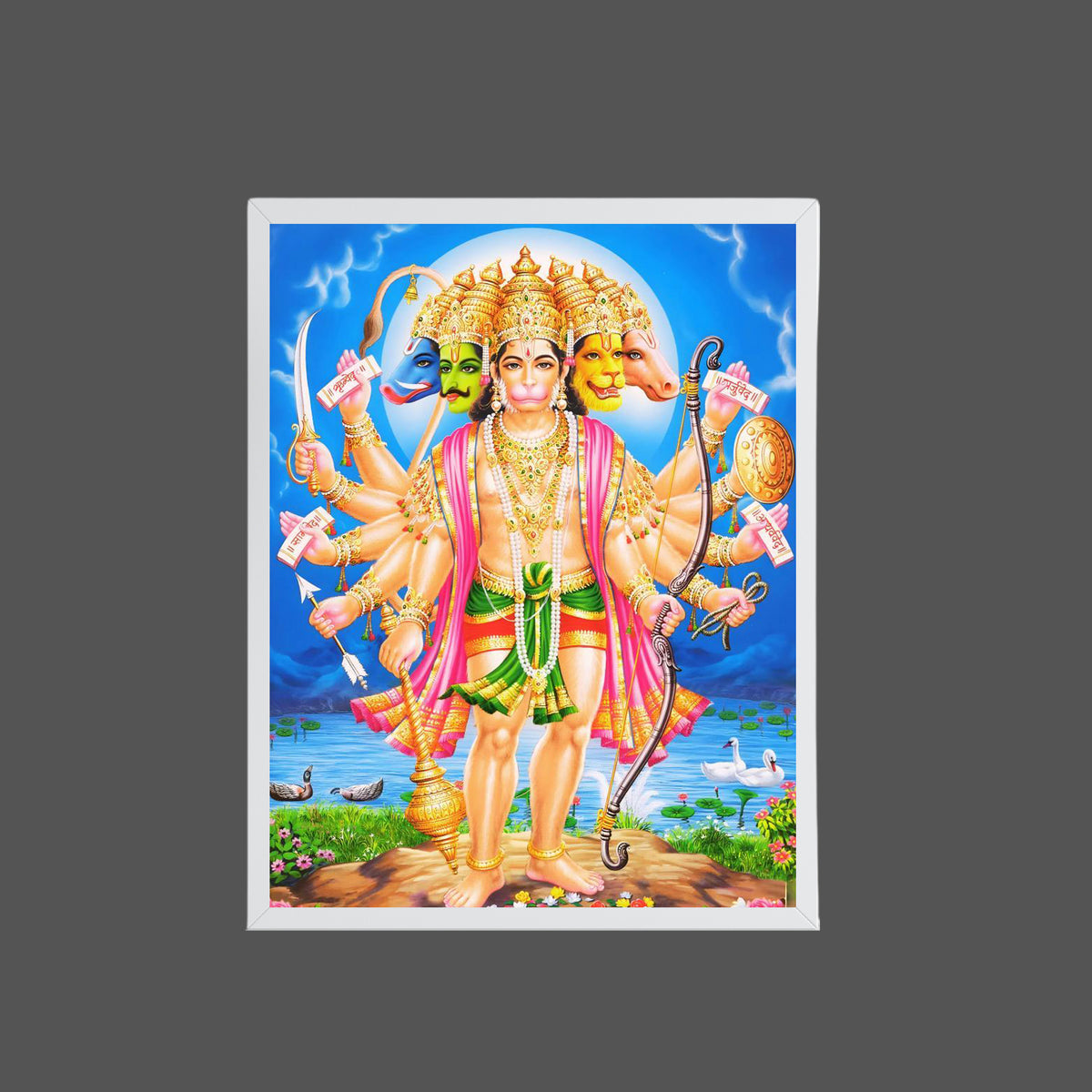 Lord Panchamukhi Hanuman wall art- Panchamukhi hanuman god frame