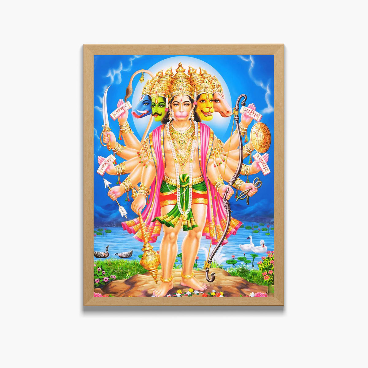 Lord Panchamukhi Hanuman wall art- Panchamukhi hanuman god frame