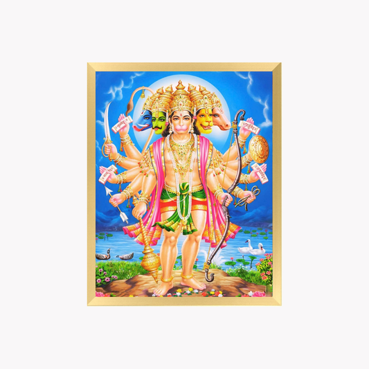 Panchmukhi Hanuman Wall Art – Five-Faced Lord Hanuman Hindu God Photo Frame
