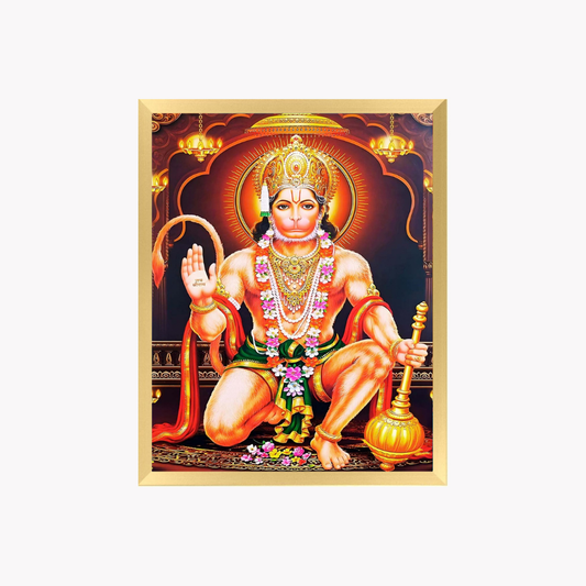 Lord Hanuman Wall Art – Bajrangbali Hindu God Devotional Photo Frame