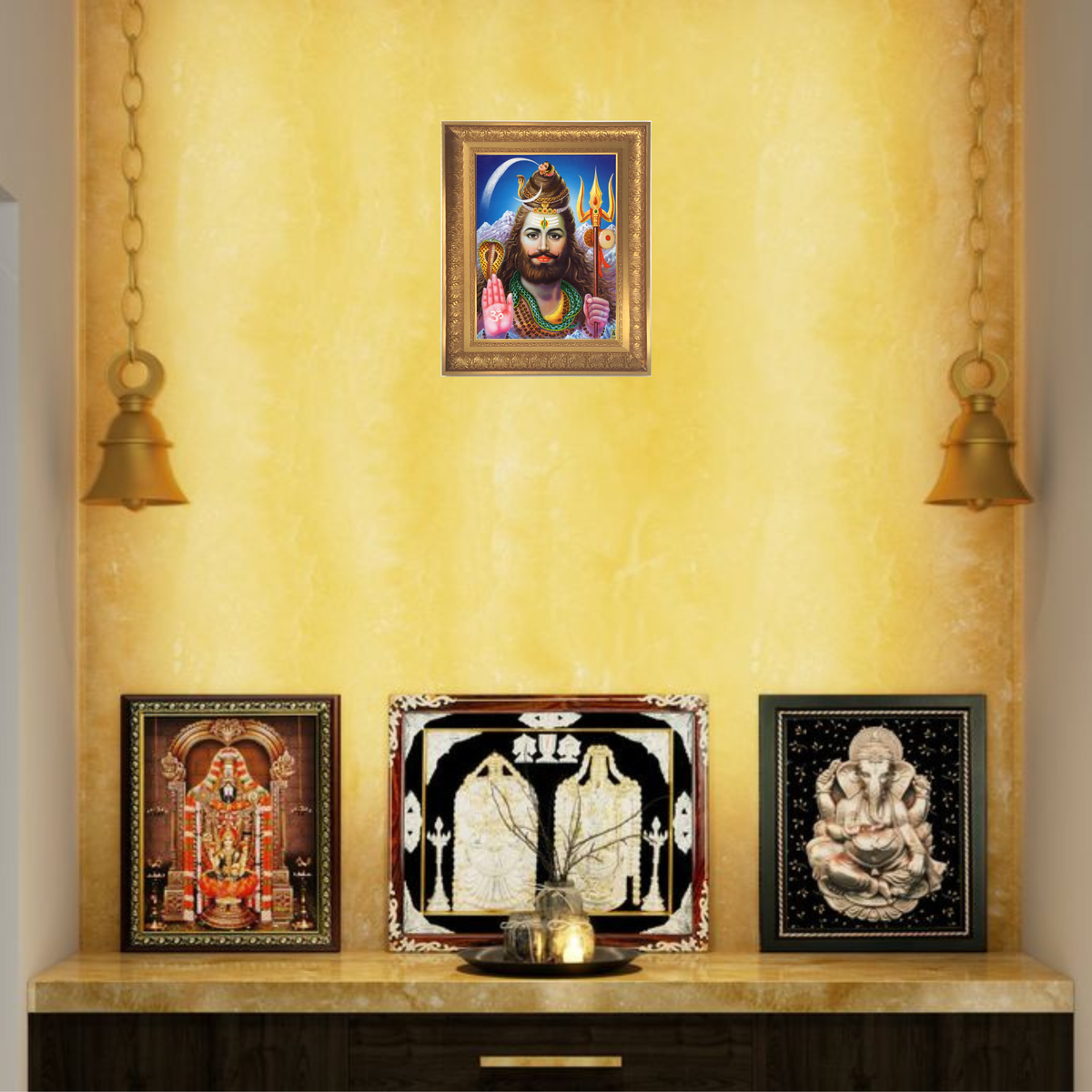 Premium Lord Shiva Wall Art – Mahadev Trishul Shiva Hindu God Photo Frame