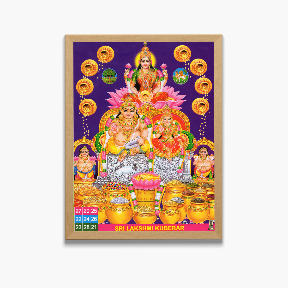 Goddess Laxmi with kubera wall art- Lord kubera Laxmi photo frame