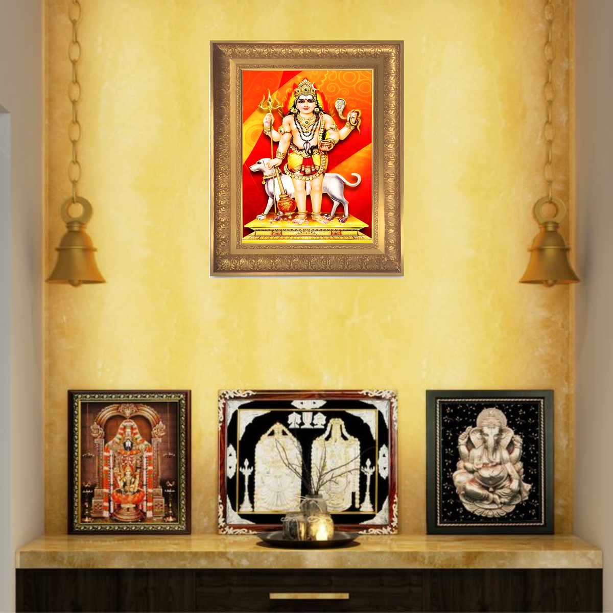 Premium Lord Bhairava Wall Art – Kala Bhairava Hindu God Spiritual Photo Frame