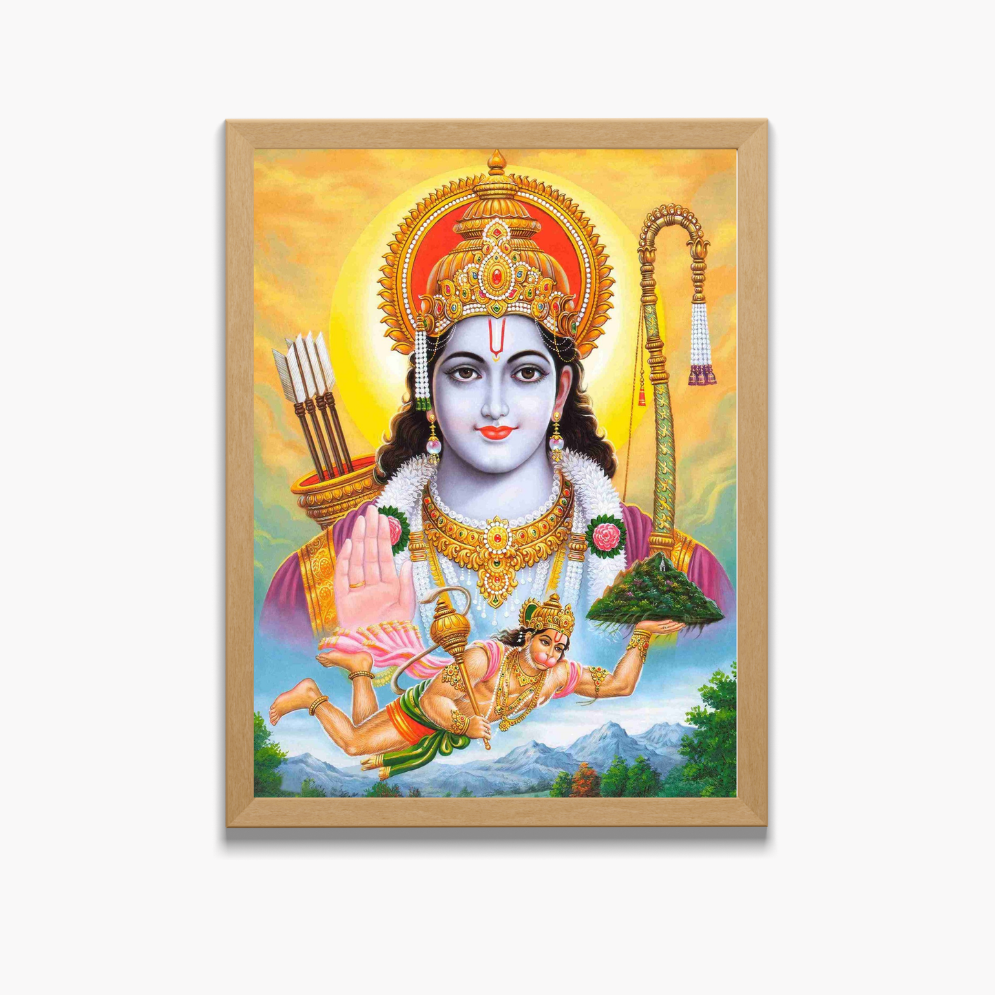 Lord Rama with Hanuman Wall Art – Shri Ram and Hanuman Hindu God Photo Frame