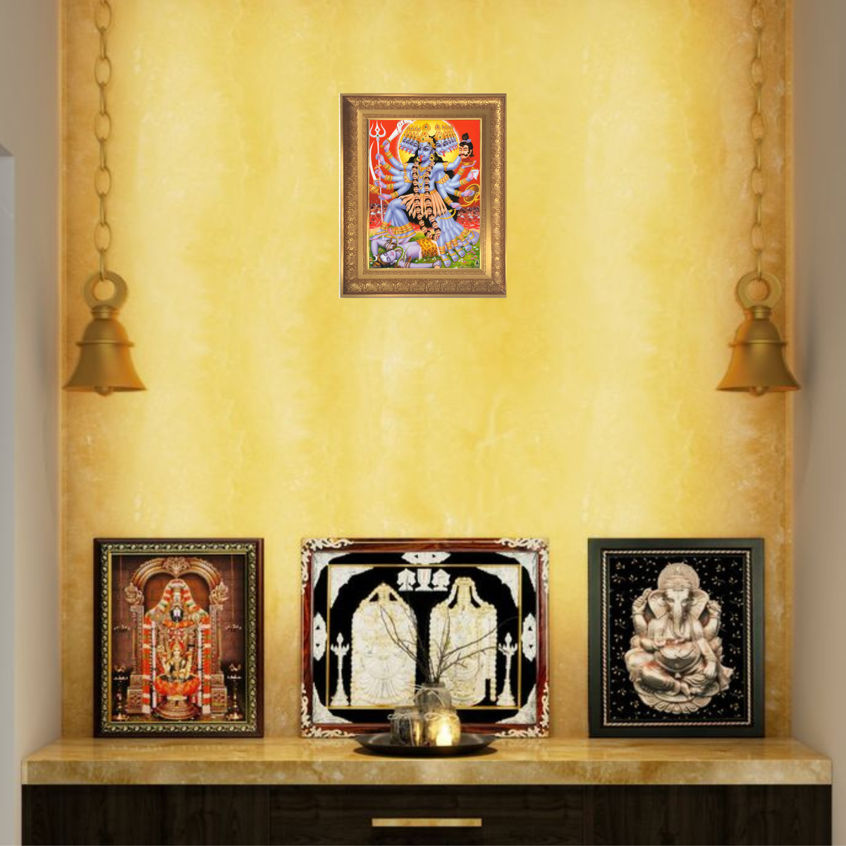 Premium Goddess Kali Wall Art – Maa Mahakali Fierce Form Hindu Goddess Devotional Photo Frame