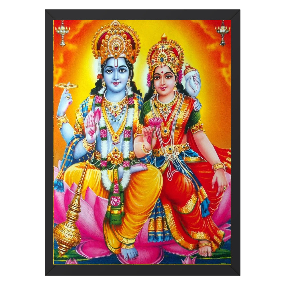 Lord Vishnu and Laxmi wall art- Vishnu with Laxmi art god fame