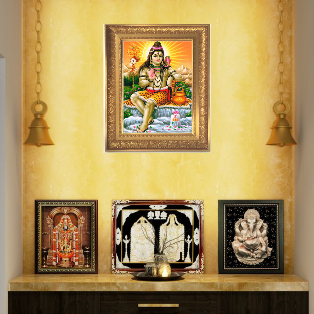 Premium Lord Shiva Wall Art – Mahadev Hindu God Photo Frame | Spiritual Religious Home Décor