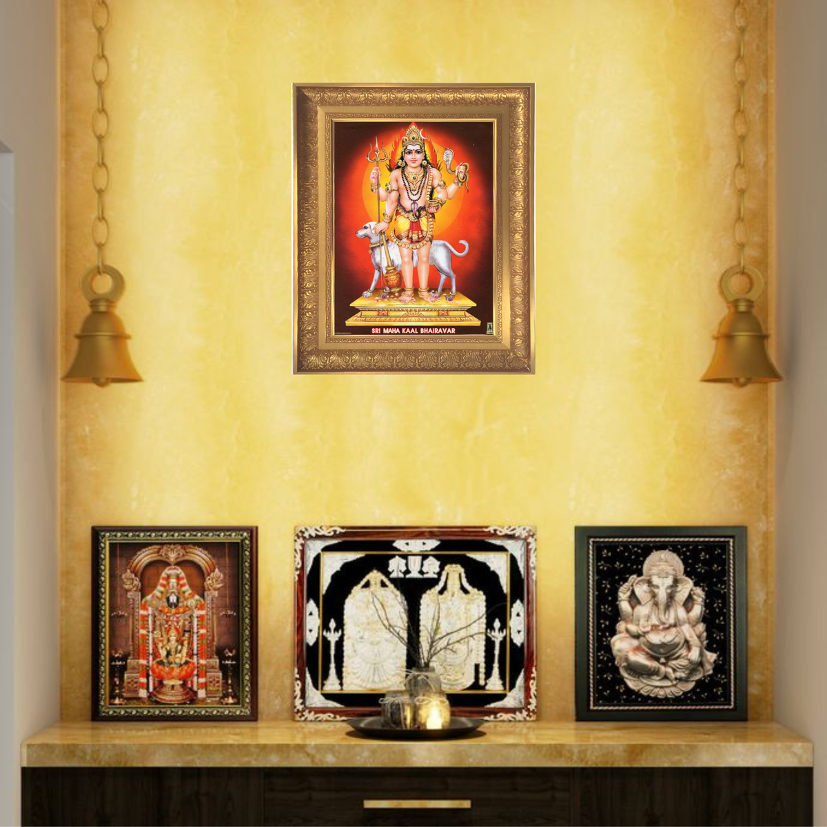 Premium Sri Maha Kaal Bhairavar Wall Art – Lord Kaal Bhairava Hindu God Devotional Photo Frame